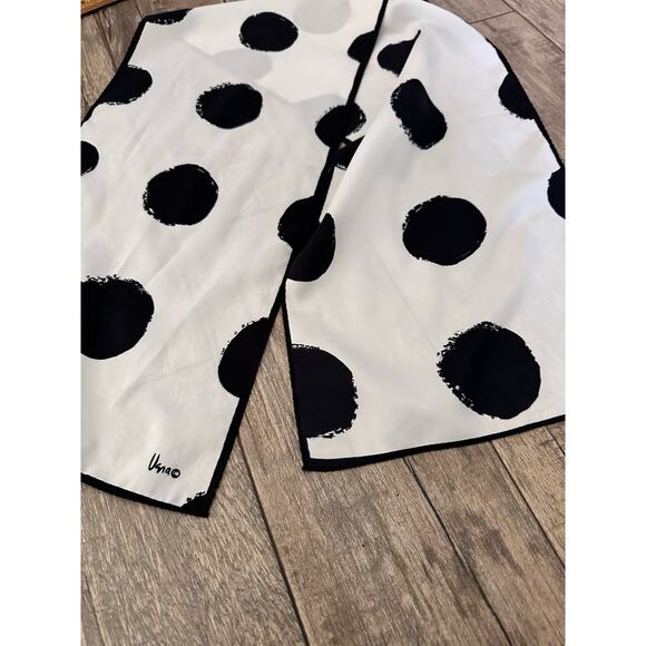 Vera Neuman Women's Black White Polka Dots Rectangle Scarf - Picture 4 of 6
